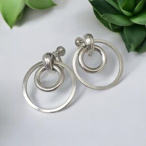 Vintage Coro Signed Circle Earrings, Screw back Dangly Earrings.